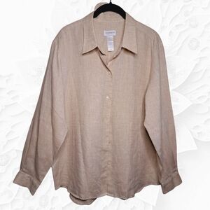 HOST PICK New! Vintage Liz Claiborne Lizsport Petite 100% Linen Collared Button